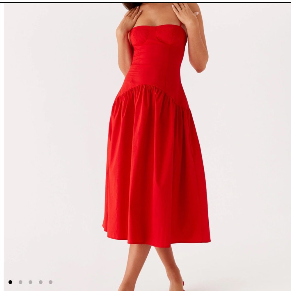 Peppermayo Red Yvette Corset Midi Dress